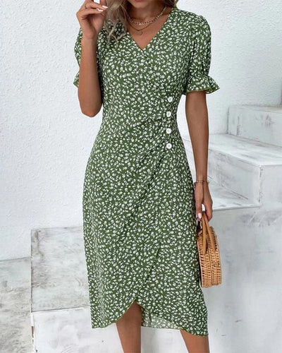 Nadine - Elegant Floral V-Neck Dress