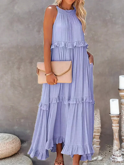 Katy - Breezy Sunshine Halter Maxi Dress