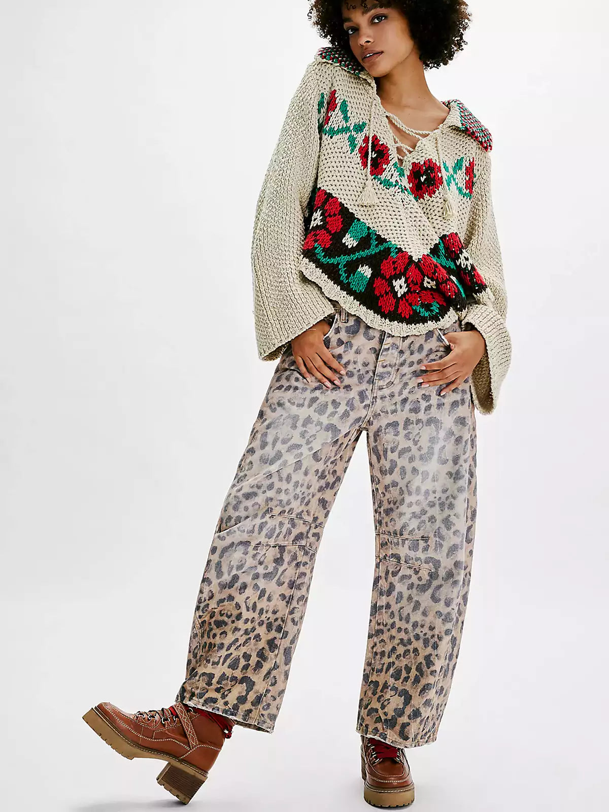 Lesley - Wild Leopard Barrel Jeans