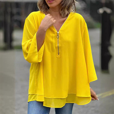 Mandy - Elegant Chiffon Zipper Top