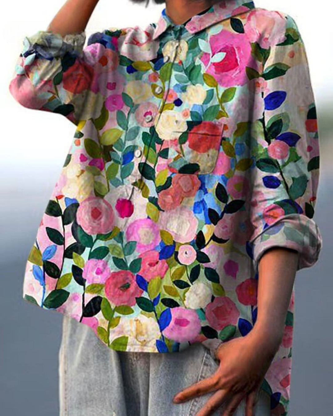 Daphne - Chic Floral Print Blouse