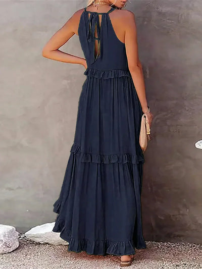 Katy - Breezy Sunshine Halter Maxi Dress