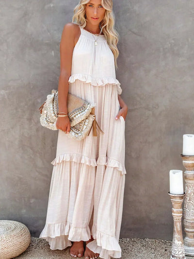 Katy - Breezy Sunshine Halter Maxi Dress