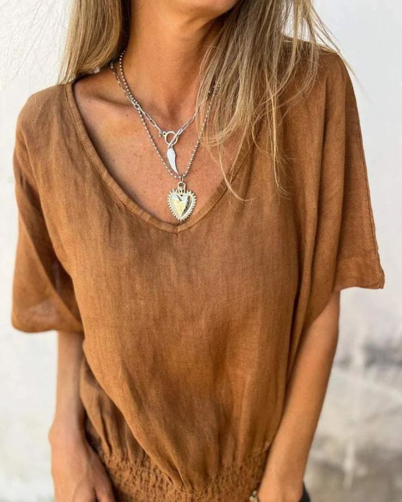 Coleen - V-Neck Linen Blouse (1+1 FREE)