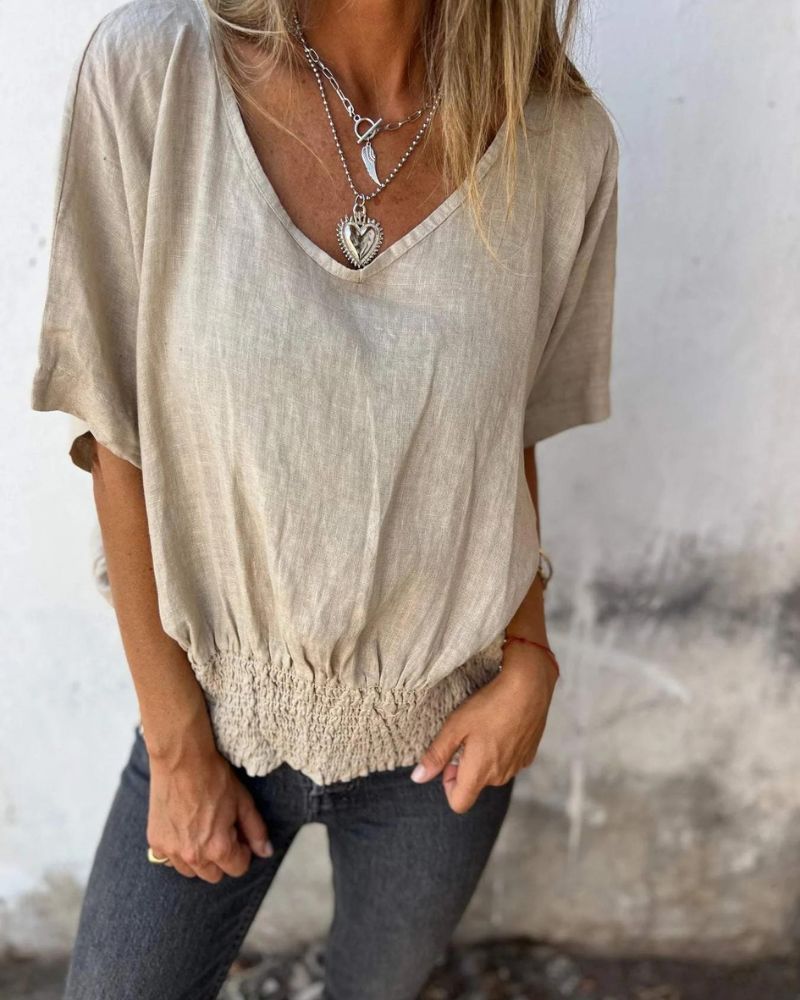 Coleen - V-Neck Linen Blouse (1+1 FREE)