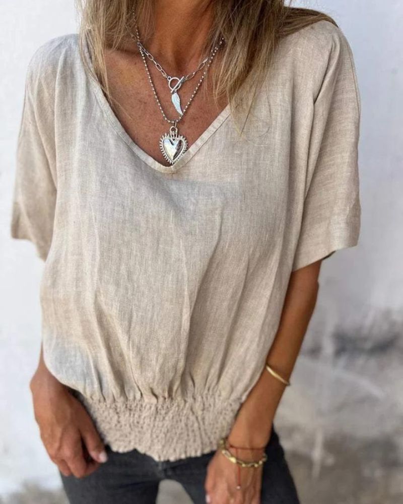 Coleen - V-Neck Linen Blouse (1+1 FREE)