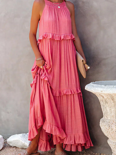 Katy - Breezy Sunshine Halter Maxi Dress