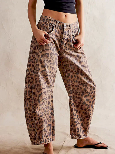 Lesley - Wild Leopard Barrel Jeans