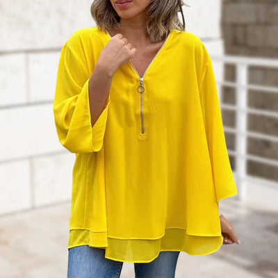 Mandy - Elegant Chiffon Zipper Top