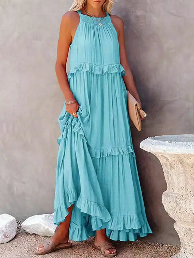 Katy - Breezy Sunshine Halter Maxi Dress