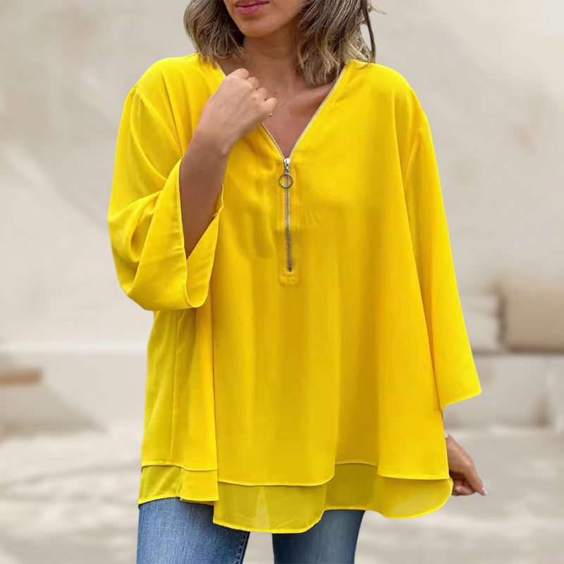 Mandy - Elegant Chiffon Zipper Top