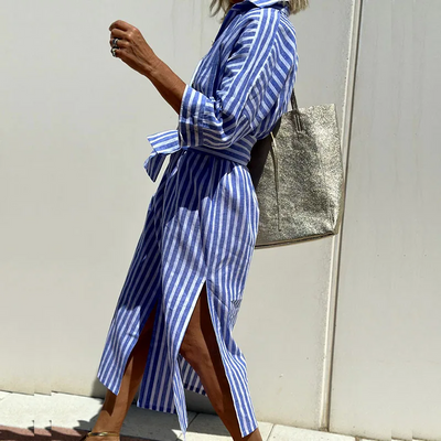 Charmaine - Chic Striped Shirt Dress