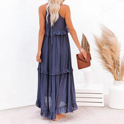 Katy - Breezy Sunshine Halter Maxi Dress