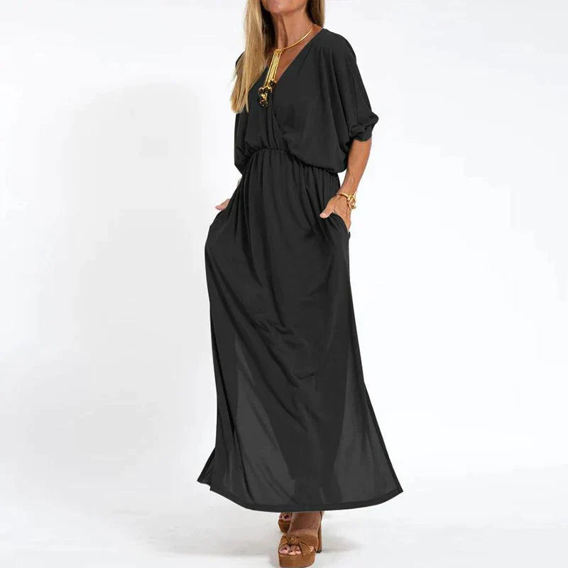 Deanna - Vintage Side-Slit Maxi Dress