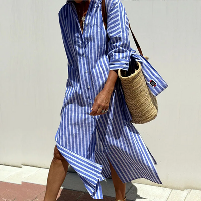 Rachel - Chic Striped Shirt Dress