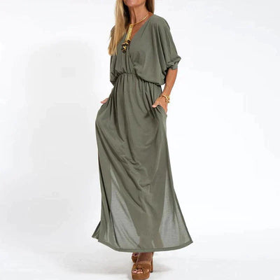 Deanna - Vintage Side-Slit Maxi Dress