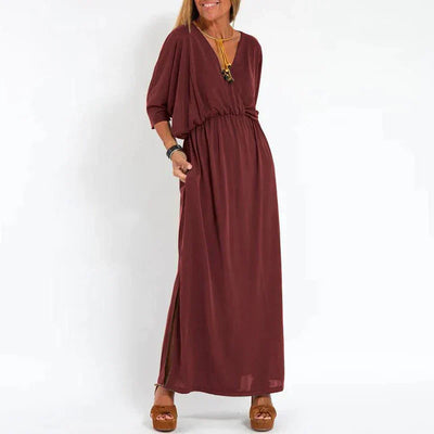 Deanna - Vintage Side-Slit Maxi Dress