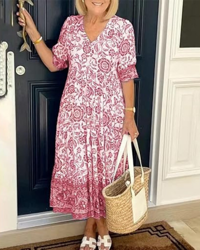 Beverly - Chic V-Neck Bohemian Dress