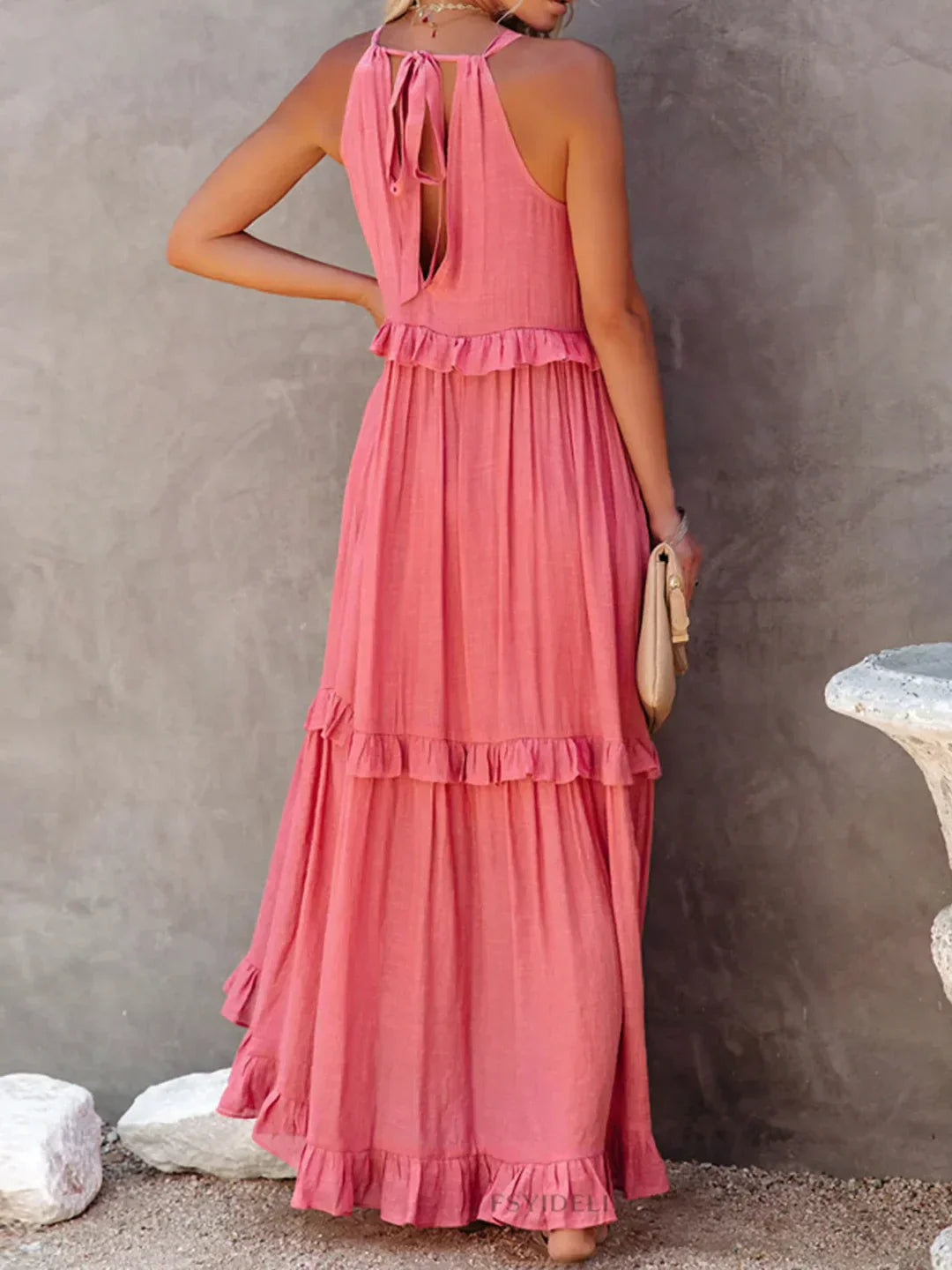 Katy - Breezy Sunshine Halter Maxi Dress