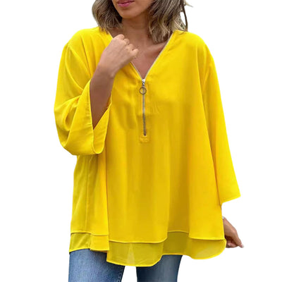 Mandy - Elegant Chiffon Zipper Top