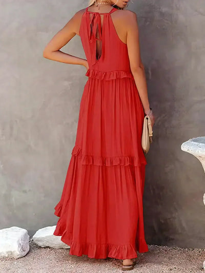 Katy - Breezy Sunshine Halter Maxi Dress