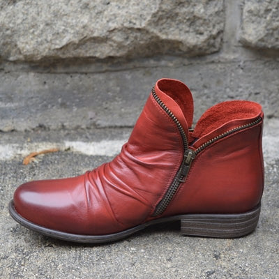 Gabrielle - Zip-Up Leather Ankle Boots