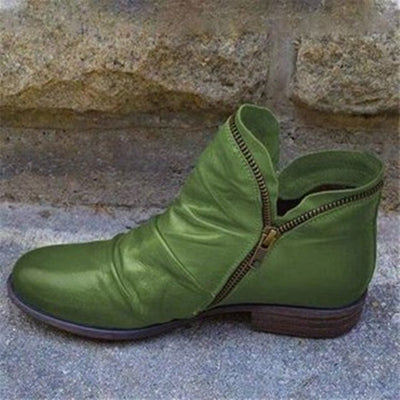 Gabrielle - Zip-Up Leather Ankle Boots