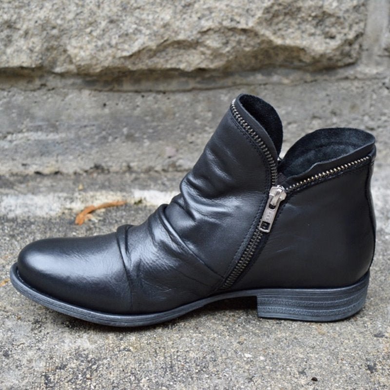 Gabrielle - Zip-Up Leather Ankle Boots