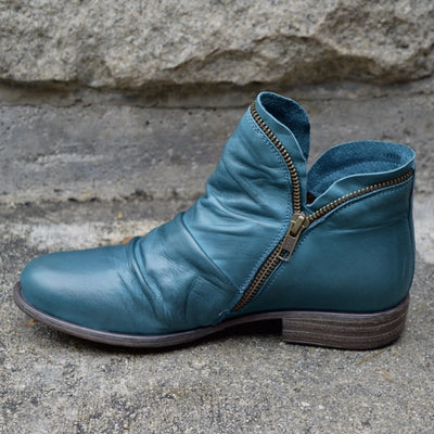 Gabrielle - Zip-Up Leather Ankle Boots