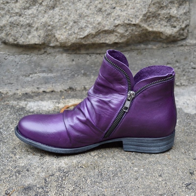 Gabrielle - Zip-Up Leather Ankle Boots